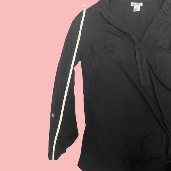 DKNY Black Long Sleeve Blouse with Chest Pockets – Size M - Picture 5 of 7